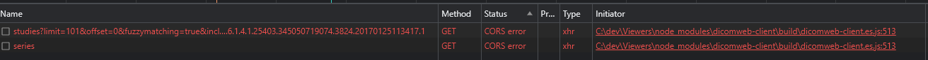 CORS browser network panel errors